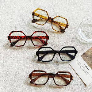 Lunettes de soleil hexagonales oversize en léopard, noir et marron pour hommes et femmes