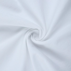 Detailed macro view of white woven fabric texture with soft drapery and fine twill pattern