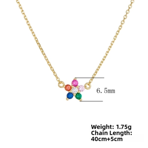 Detail of flower pendant necklace showing 6.5mm diameter and 1.75g weight specs