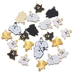 Ghost enamel charms in black and white for Halloween DIY jewelry making