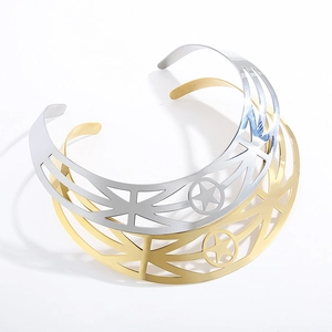 Modern metal choker necklaces with star cutout design in gold and silver finish