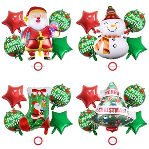 Christmas foil balloon sets featuring Santa Claus, Snowman, and festive star shapes