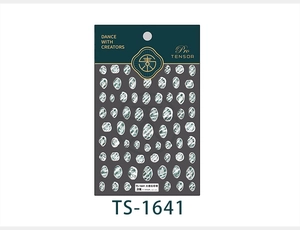 Detailopname van TS-1641 reliëf nagelstickers met groene en gouden marmeren textuur