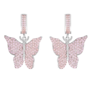 Elegant Copper Butterfly Stud Earrings Micro Inlaid Pink Clear Zirconia Gold White Gold Plated Bowknot Jewelry For Women Party