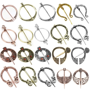 Vintage Viking Celtic Knot Cloak Pin Brooch Zinc Alloy Penannular Shawl Pin For Women Men Retro Ethnic Jewelry Accessory