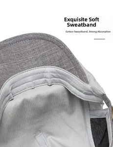 Macro shot of soft cotton sweatband on grey plaid beret for sweat absorption