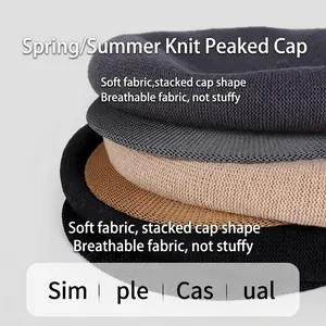 Casquette gavroche en tricot respirant pour femme, coloris gris, beige et noir élégants