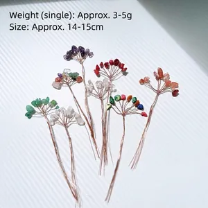 Handmade crystal stone money tree branches with copper wire and colorful quartz stones