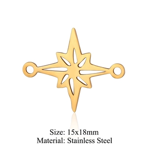 Detail view of a 15x18mm gold star pendant made of high-quality stainless steel