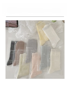 Detail view of vertical striped silk blend socks in nine soft pastel assorted colors
