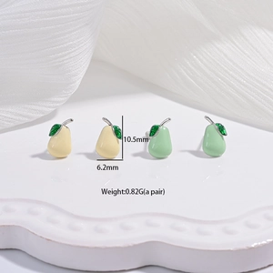 Boucles d'oreilles poire en argent S925 émail avec détails de taille et de poids