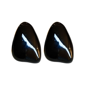 Maillard vintage black teardrop stud earrings with high-gloss finish for women