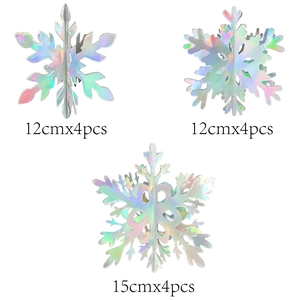 Holographic Christmas snowflake ornaments in 12cm and 15cm sizes for tree decor