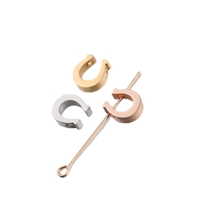 Polished stainless steel horseshoe beads in gold silver and rose gold finishes