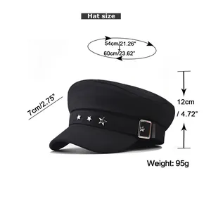 Tableau des tailles détaillé pour casquette militaire noire avec mesures de circonférence