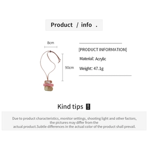 Detailed size chart for acrylic geometric necklace with 8cm pendant and 90cm chain length