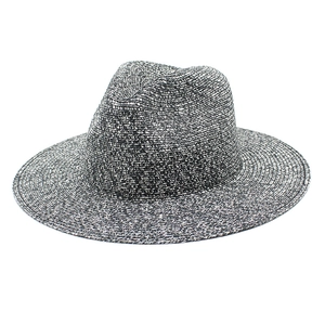Salt and pepper woven Panama fedora hat for men and women with UV sun protection