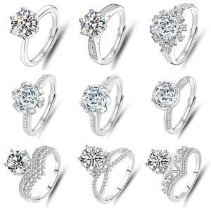 Elegant 2 carat round moissanite rings in S925 sterling silver with nine unique designs