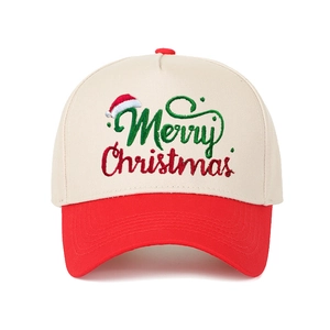Merry Christmas Baseball Cap Cotton Embroidery Contrast Color Snapback Hat Holiday Accessories For Men Women
