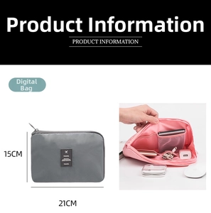 Detailed internal view of portable travel digital organizer bag with mesh dividers