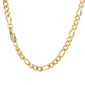 Minimalist gold stainless steel Figaro chain necklace with lobster clasp for women