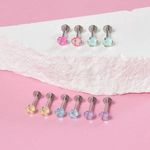 Lot de 10 piercings à lèvres en forme de cœur avec barres en acier inoxydable