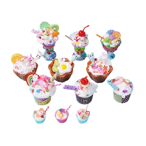 DIY simulation ice cream toy set for girls with colorful resin cupcakes and waffles