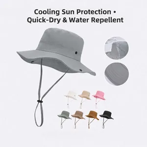Cappello Da Pescatore A Tesa Larga Per Esterno Impermeabile Asciugatura Rapida Nylon Protezione Solare Trekking Pesca Con Corda Antivento
