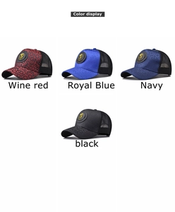 Color options of trucker caps with vintage letter prints and breathable mesh panels