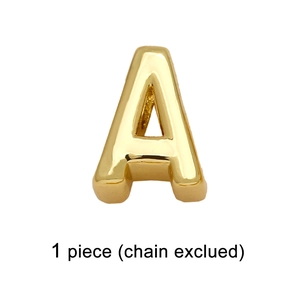 Polished gold initial A letter pendant charm for DIY jewelry, chain excluded