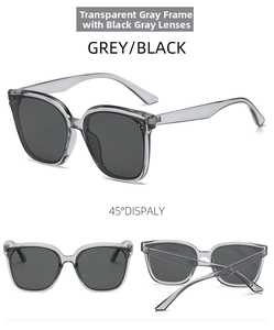 Macro detail of transparent grey frames with black lenses and decorative rivets