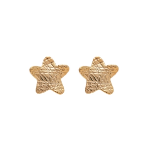 Chic gold star stud earrings with quilted texture and minimalist geometric metal design