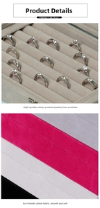 Close-up of velvet ring storage slots showing soft texture and jewelry organizer tray