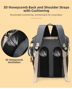 Detail of ergonomic 3D honeycomb breathable mesh back padding and padded shoulder straps