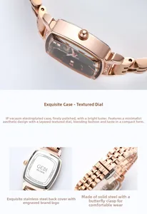 Detail of rose gold watch case and stainless steel back with butterfly clasp