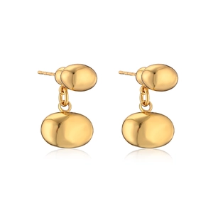 Elegant gold-plated geometric oval drop earrings with polished minimalist finish for women
