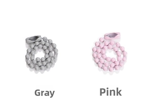 Close-up of pink and grey 12cm metal ball chains with matching connectors for DIY jewelry