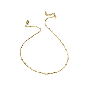 Minimalist 18K gold plated brass bead chain necklace with lobster clasp on white background