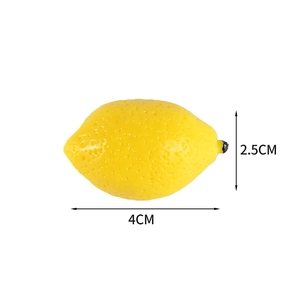 Miniature yellow artificial lemon model for dollhouse decor, size 4cm by 2.5cm
