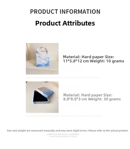 Blue cloud texture jewelry gift bag and paper box set with detailed size dimensions