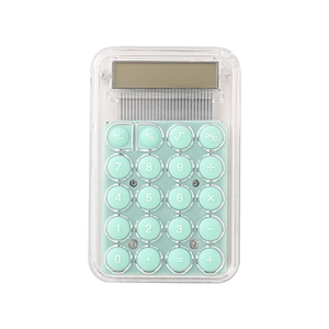Mini transparent candy-colored 8-digit calculator with mint green buttons for office