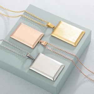 Minimalist square pendant necklaces in gold, rose gold and silver stainless steel