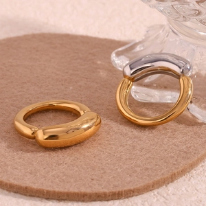 Minimalist 18K gold plated titanium steel hoop earrings in gold and two-tone finishes
