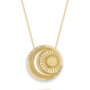 18K gold plated stainless steel sun and moon tarot pendant necklace on white background