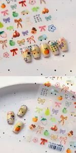 Details der geprägten TS-3924 Cartoon-Nagelaufkleber mit Tieren und Obstmustern
