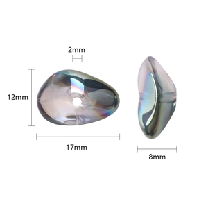 Iridescent glass stone bead pendant with 17mm length and 8mm thickness for DIY jewelry
