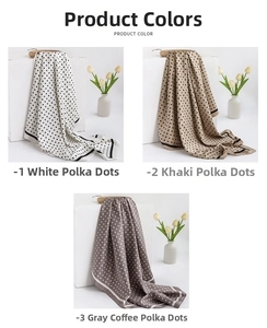 Detailed comparison of French beige polka dot silk scarves in white, khaki and gray coffee