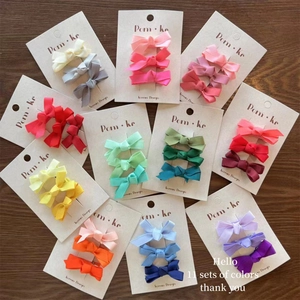 Rainbow gradient ribbon bow hair clips set for girls in 11 colors for sweet hair styling