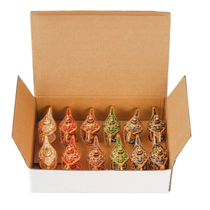 Assorted vintage Aladdin magic lamps in six vibrant colors with ornate golden carvings