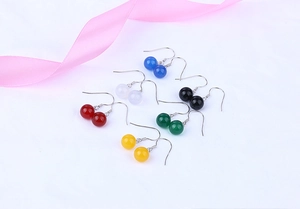 S925 silver hook earrings featuring multi-color agate beads in a luxury display
